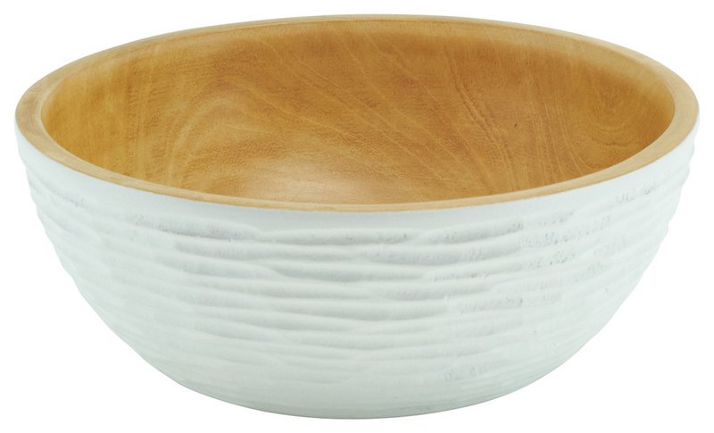 Wooden bowl - fruit bowl - salad bowl - model Carved Low - white - different sizes