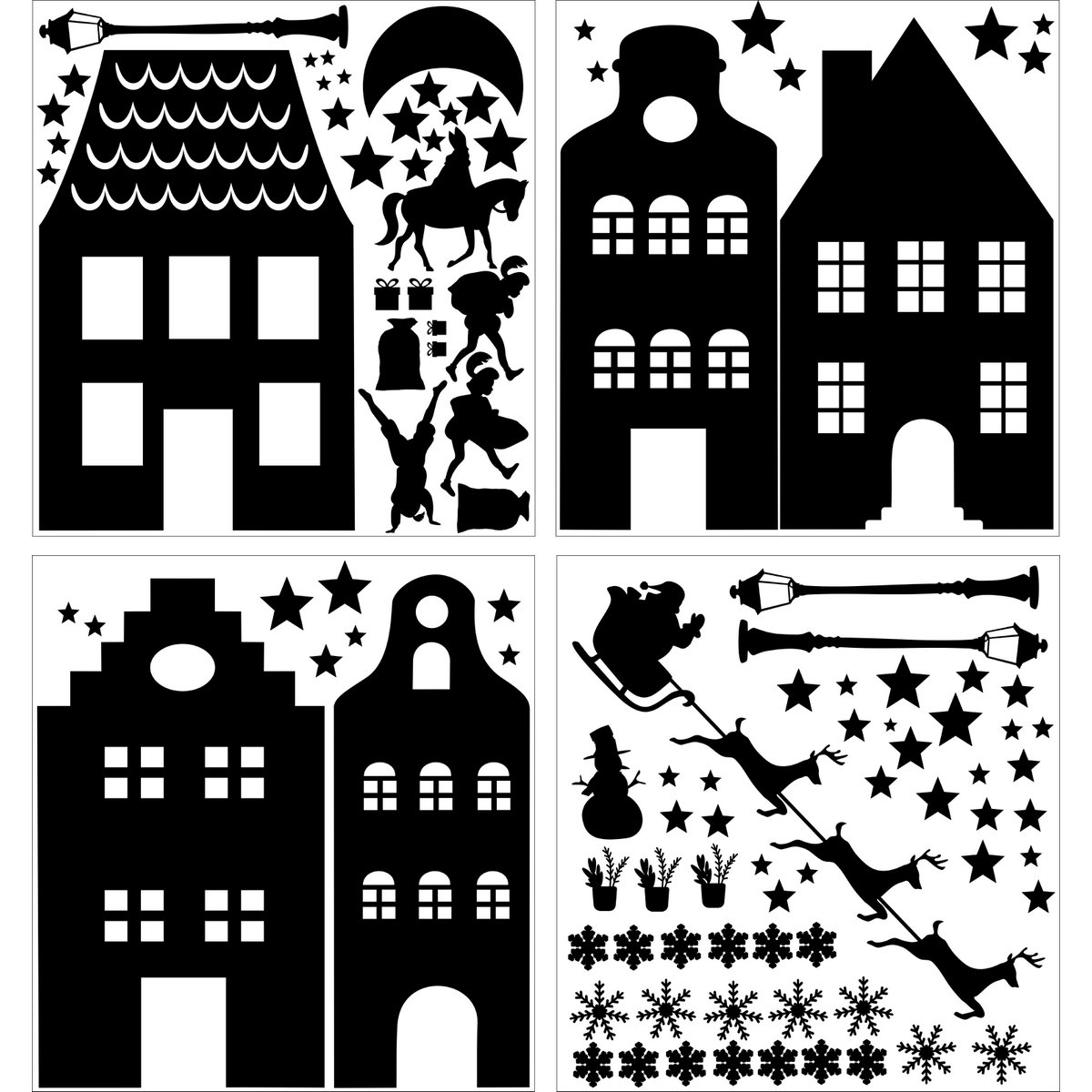 Statische Fensteraufkleber Straße Weihnachten / Sinterklaas