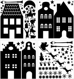 Statische Fensteraufkleber Straße Weihnachten / Sinterklaas
