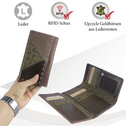 Sunsa women's wallet. leather purse. Wallet with RFID protection. Sustainable wallet made from leather scraps. Large women's wallet with many credit card compartments - wallet/purses for women the best gift idea.