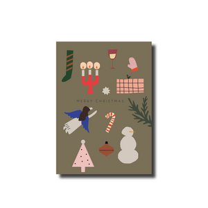 Weihnachtskarte Frohe Weihnachten Zeug grün