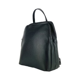 RB1018A | Damenrucksack aus echtem Leder mit zwei Fächern, hergestellt in Italien, mit verstellbaren Schultergurten. Zubehör aus Gunmetal-Metall – Farbe Schwarz – Maße: 26 x 30 x 14,5 cm