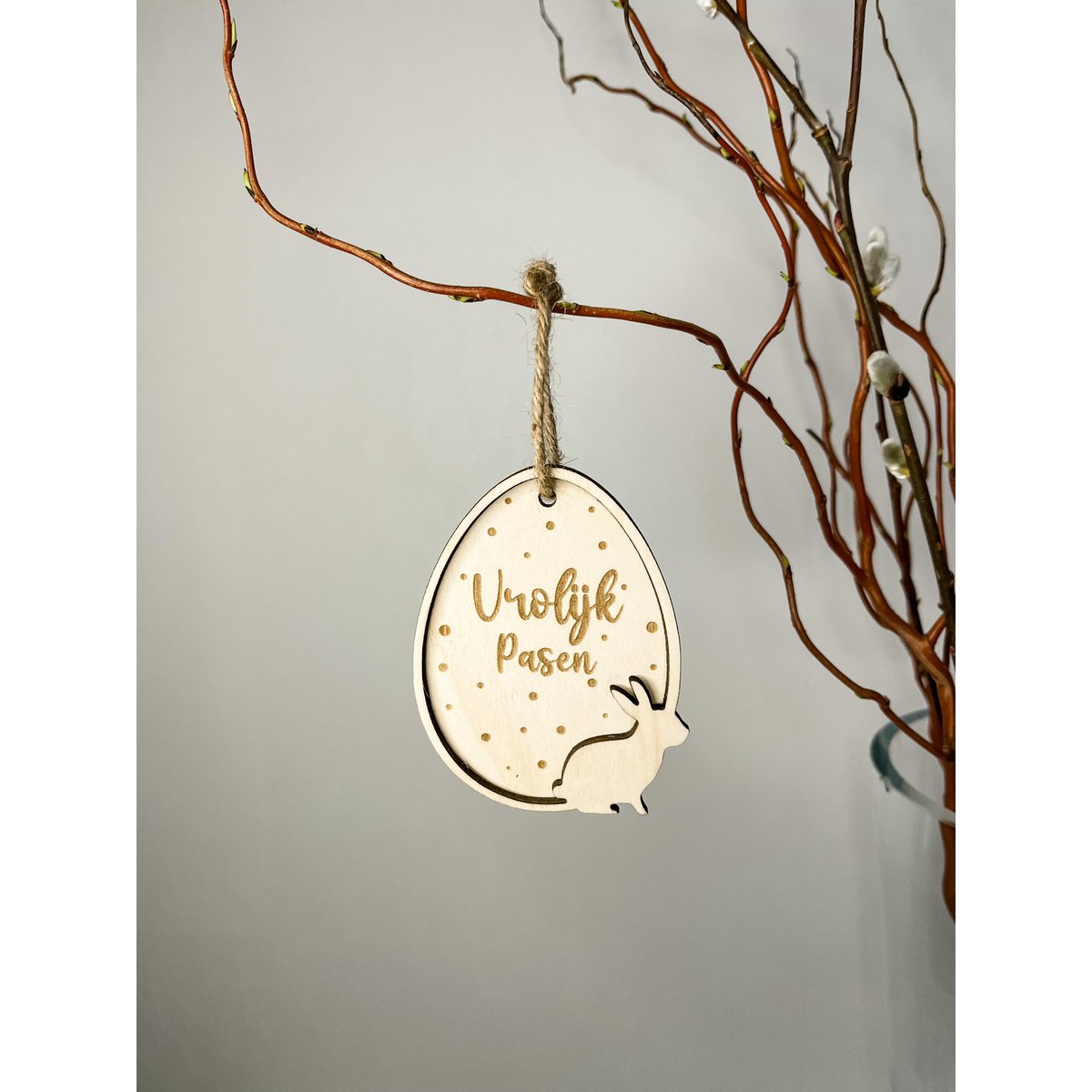 Pendentif de Pâques | Joyeuses Pâques à pois avec lièvre