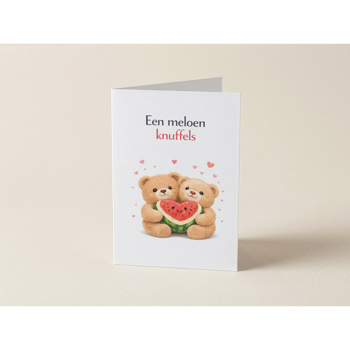 Wenskaart - Een meloen knuffels - Meloenen hartje beertjes