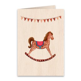 Little Horse Birthday Baptism Babyshower Wooden folded greeting card