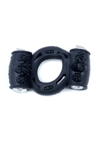 Boysoftoys - 67-00037 - vibrierende Cockring - Doppelmotoren - Schwarz - inklusive Batterien - in Plastiktüte gepackt