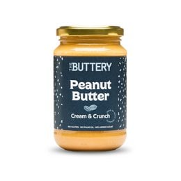 Creamy peanut butter with a crunchy texture, available in 800g, 1600g, and 350g sizes.