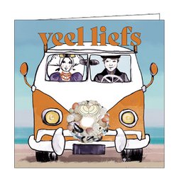 Zeeland greeting card vintage bus with shells