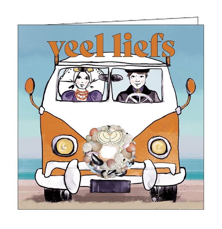 Zeeland greeting card vintage bus with shells