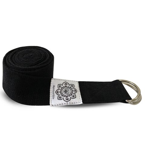 Black Cotton Yoga 8 Ft. Strap with 1.5’’ D-Ring