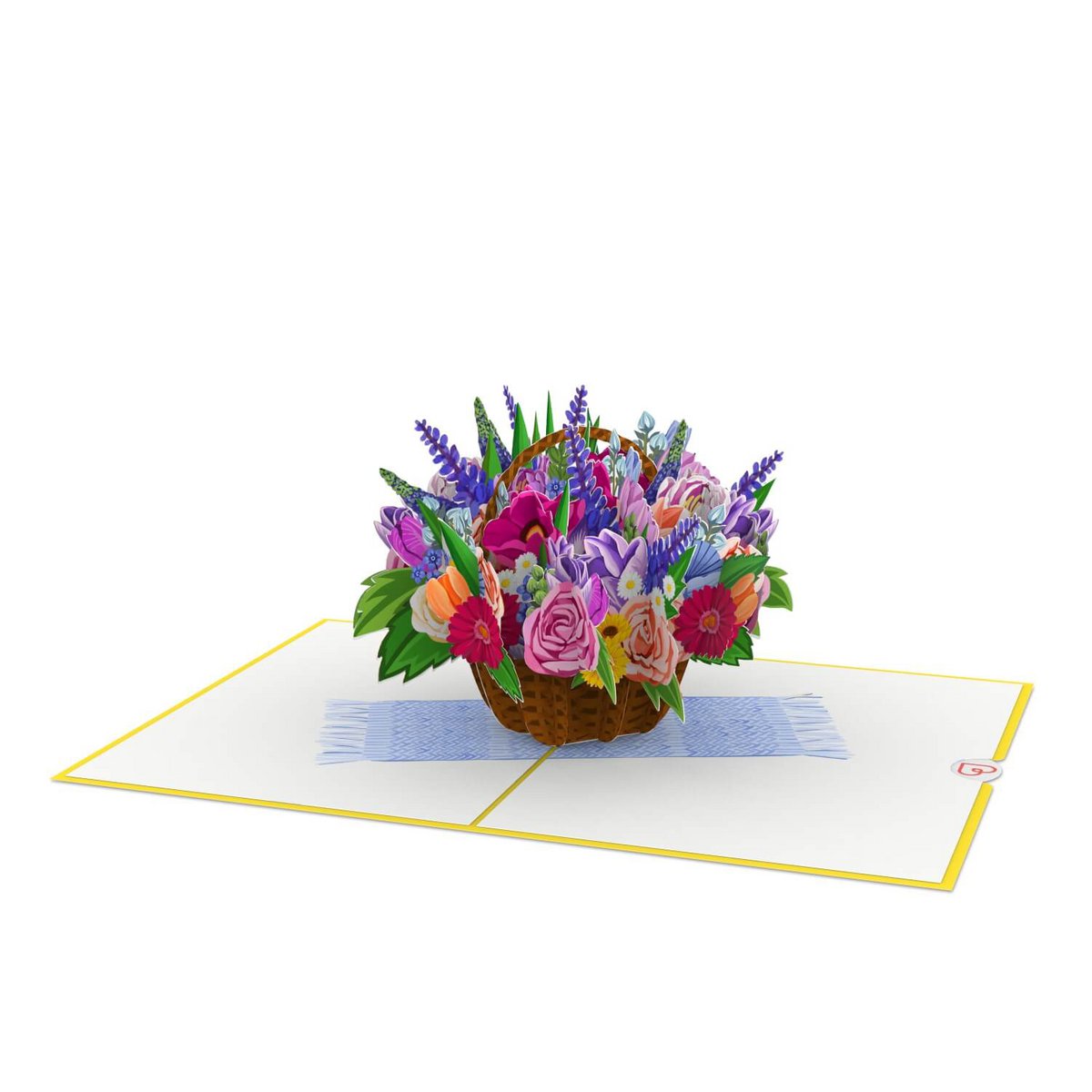 Kleurrijke bloemenmand pop-up kaart