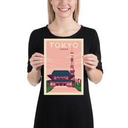 Plakat w stylu vintage z Tokio | Plakat miasta Tokio Japonia