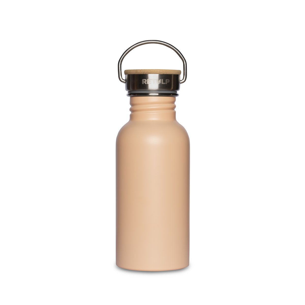 RVS drinkfles bamboe dop 500 ml steel PINK