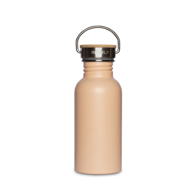 Rustfrit stål drikkeflaske bambus låg 500 ml stilk PINK