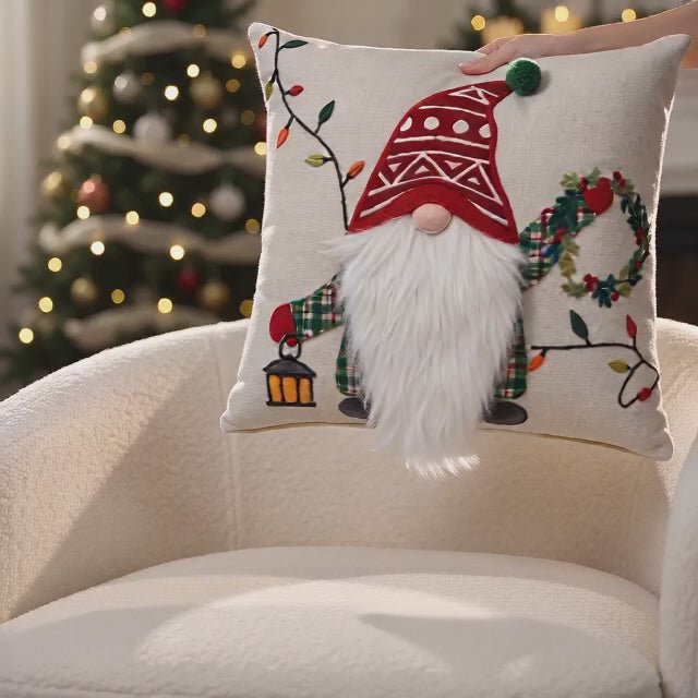 Green & Creme Merry Christmas – Funda de cojín / Kussenhoes – Navidad 35×50 cm con flecos – Urbane Hide