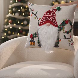 Green & Creme Merry Christmas – Funda de cojín / Kussenhoes – Navidad 35×50 cm con flecos – Urbane Hide