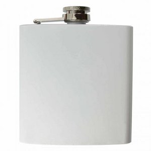 Hip flask made of stainless steel with a white look
