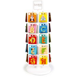 Colorful wooden letter blocks in a starter pack set of 180 letters with a free display stand. Ideal for early learning and spelling development in kids.