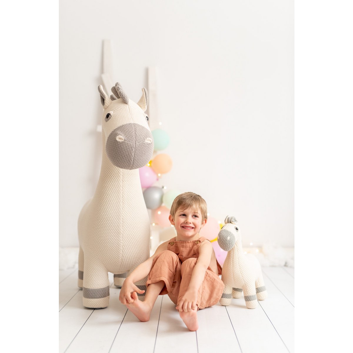 Peluche maxi cavalla bianco 100% cotone 93X34X94 cm