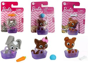 Barbie Mini-Figurinen Haustiere 3 Sortiert mit Zubehör 8x11.5 cm