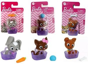 Barbie Mini-Figurinen Haustiere 3 Sortiert mit Zubehör 8x11.5 cm