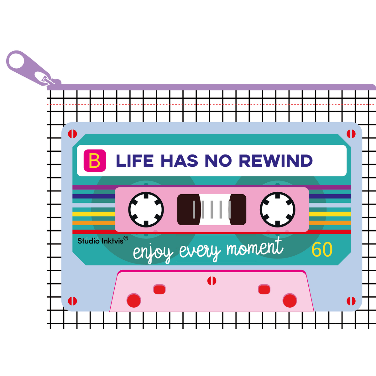 Mini portemonnee Cassettebandje Life has no rewind van gerecycled plastic