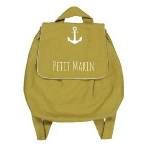 Small sailor mustard linen backpack
