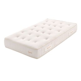 Beige pocketed spring mattress with a thickness of 25 cm, available in multiple sizes from 80 x 190 cm to 180 x 200 cm.