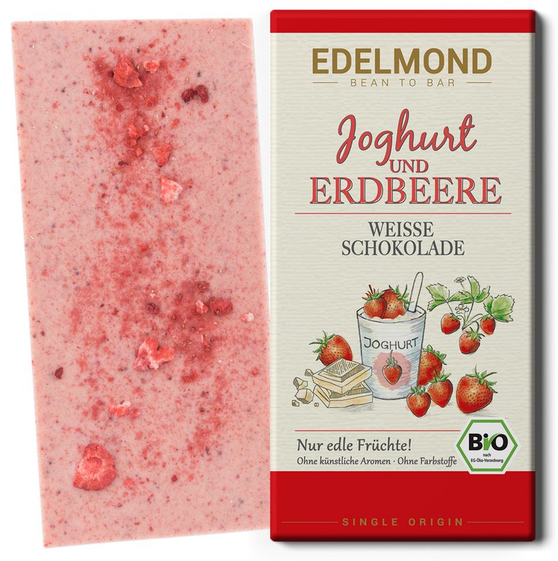 Yogurt e fragole, cioccolato bianco, biologico