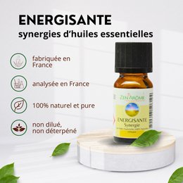 Sinergia de aceites esenciales - Energizante - 10 ml - Uso para Difusión - Envasado en Francia