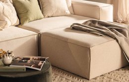 Van Morris  L-shaped  sofa, R/L Beige Chenille, removable & washable covers