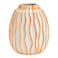 Vase striped made of ceramic, white/orange (W/H/D) 14x18x14cm