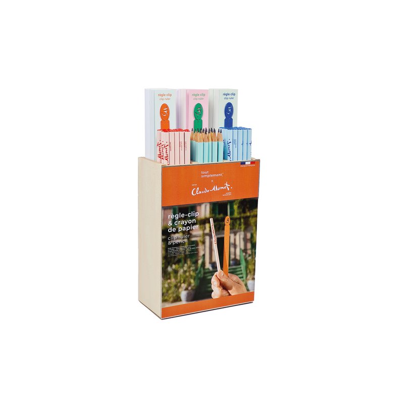 Full display 60 pencils + 36 metal rulers Claude Monet