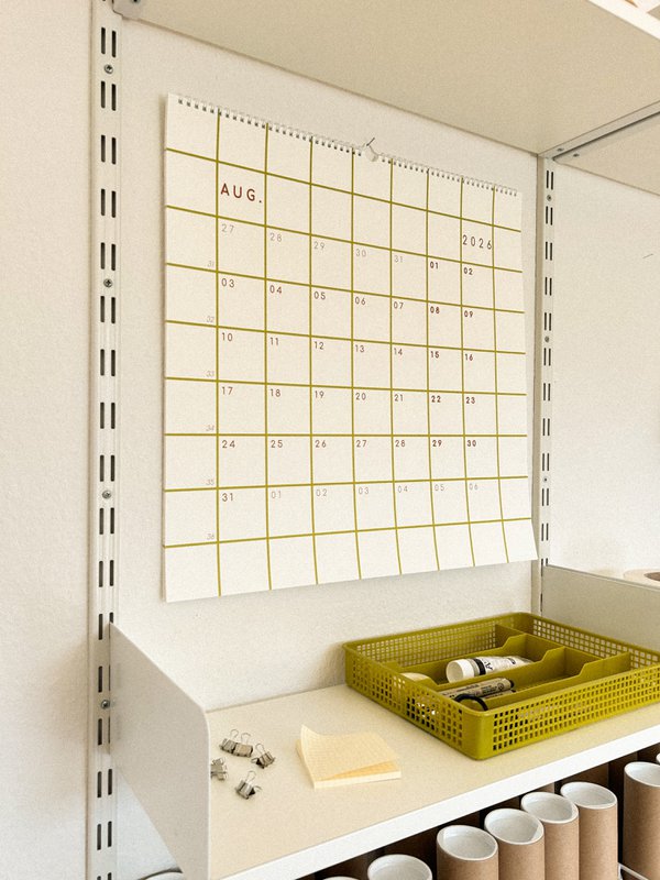 Calendario 2027, calendario a cuadros, calendario verde, calendario de pared 2027