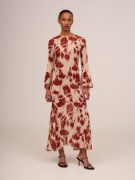 Red Jester Midi-kjole med blomstertryk