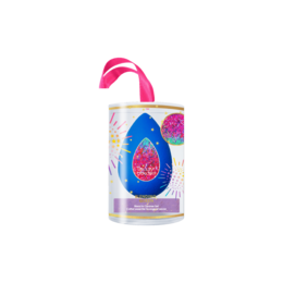 This holiday-themed Beautyblender set includes a pink and blue blending sponge and a cleansing solid. The sponge is designed for seamless makeup application, while the cleansing solid helps maintain the sponge's shape and hygiene.