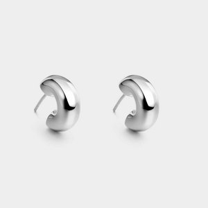 Bold semi-open silver hoops