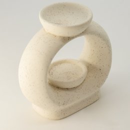 3x bruciatori a olio Zen in ceramica - Ciottolo ovale grande - Bianco maculato