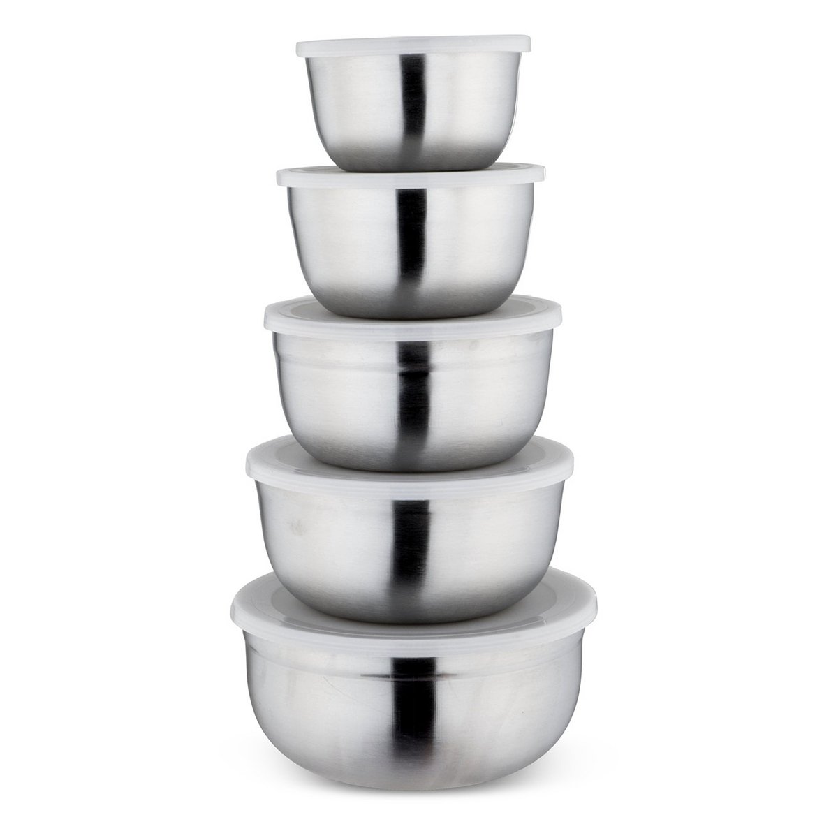 Juego de 5 tazones de cocina de acero inoxidable con tapa incluida
