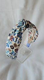 Wisteria flowers knot headband, colorful floral pattern, padded fabric headpiece, multicolor botanical design