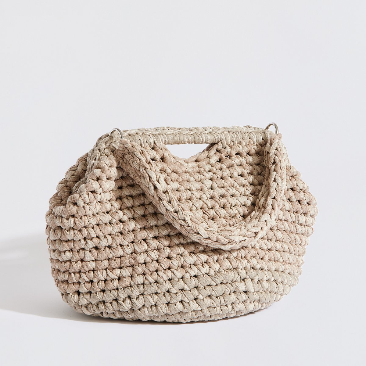“Sassolino” handcrafted shoulder bag with waterproof pouch beige + crème