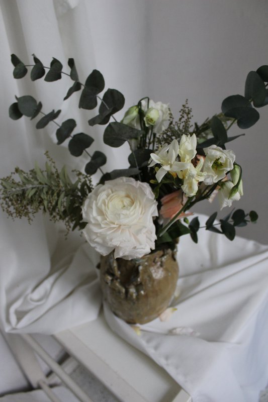 Vase en céramique vert rustique unique fait à la main