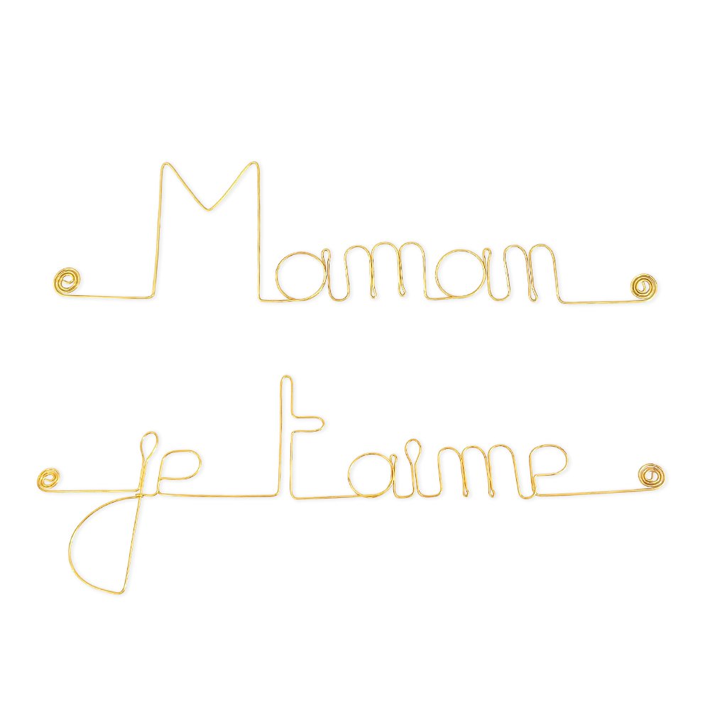 Mother's Day Gift "Mom I love you" - Wall Decoration in Golden Brass Wire