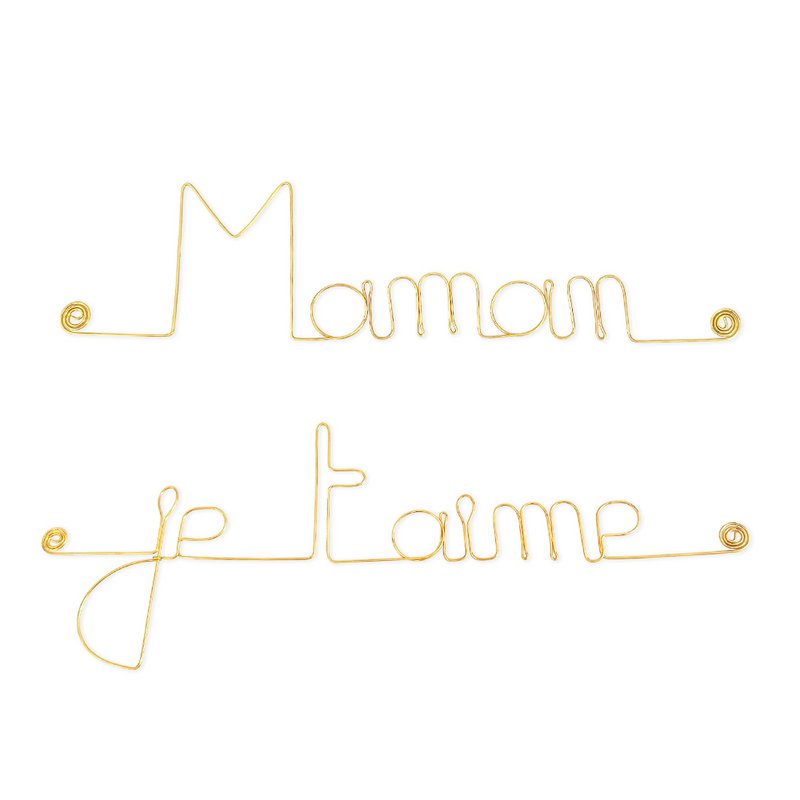 Mother's Day Gift "Mom I love you" - Wall Decoration in Golden Brass Wire