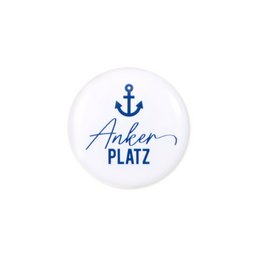 Magnet „Ankerplatz“ – Maritimes Anker-Motiv mit Schriftzug – Blau/Weiß – Ø 3,7 cm – Kühlschrank & Whiteboard