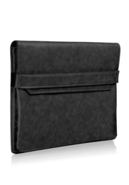 A black laptop case with a sleek, minimalist design. Made of durable materials, it can fit laptops up to 16 inches in size. The case has a simple, professional look that is suitable for both work and travel.