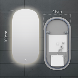 Miroir de salle de bain LED Lumire Ray ovale 45x100 cm