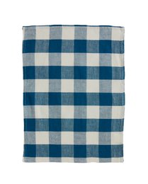 Blue and white checkered placemat, cotton fabric, gingham pattern, table linen, kitchen textile.