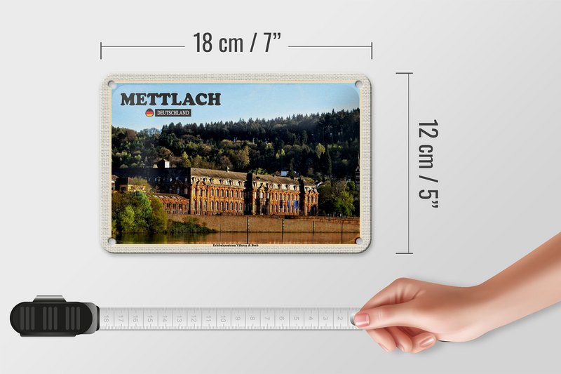 Tabliczka blaszana miasta Mettlach budynek fabryki szyld 18x12cm