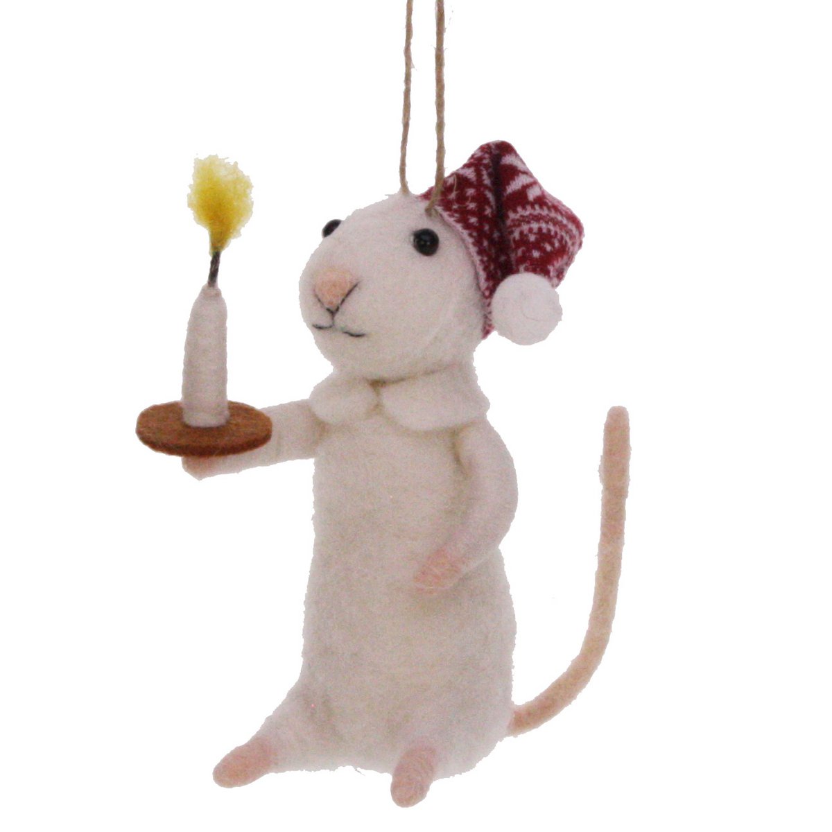 Maus mit Schlafmütze und Kerzenfilz